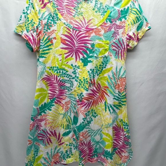 fresh produce Tops - Fresh Produce Tropical Leaf Print Tunic Top Women’s S Asymmetrical Bottom